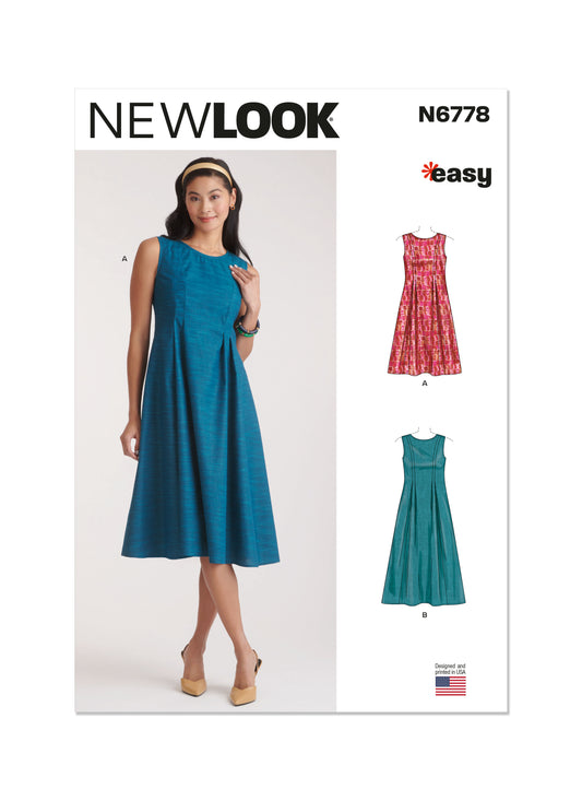 New Look sewing pattern N6778 envelope showing a dress in two lengths