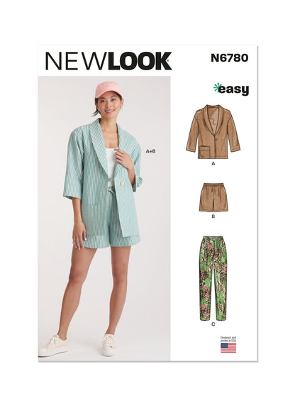 New Look sewing pattern N6780 envelope showing a relaxed unlined jacket