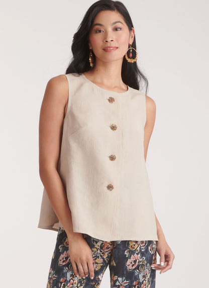 New Look sewing pattern N6781 envelope showing a button front top and elastic waist trousers