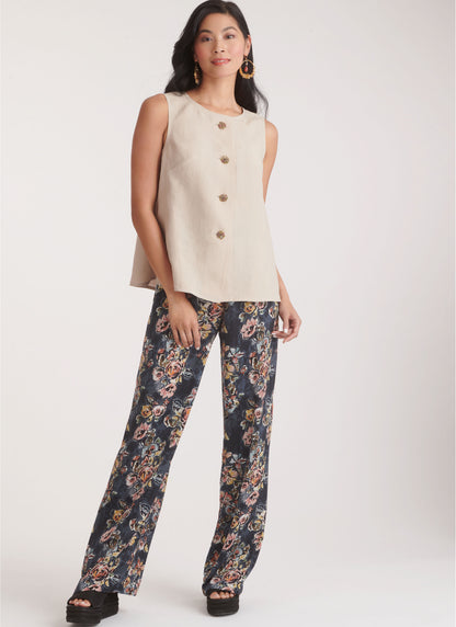 New Look sewing pattern N6781 envelope showing a button front top and elastic waist trousers