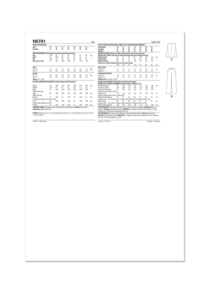 New Look sewing pattern N6781 envelope showing a button front top and elastic waist trousers