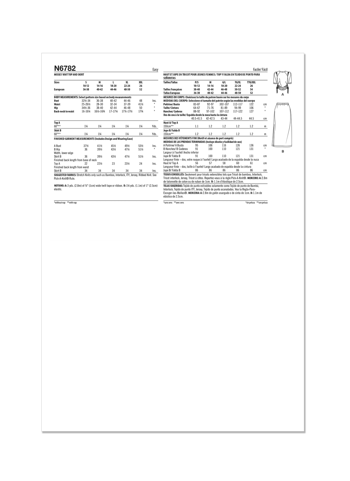 New Look sewing pattern N6782 envelope showing a pullover crew neck top