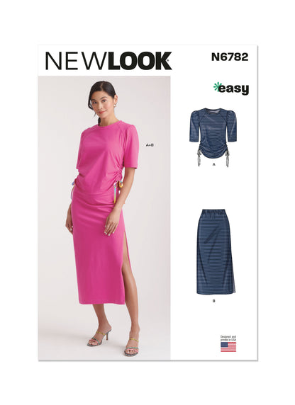 New Look sewing pattern N6782 envelope showing a pullover crew neck top