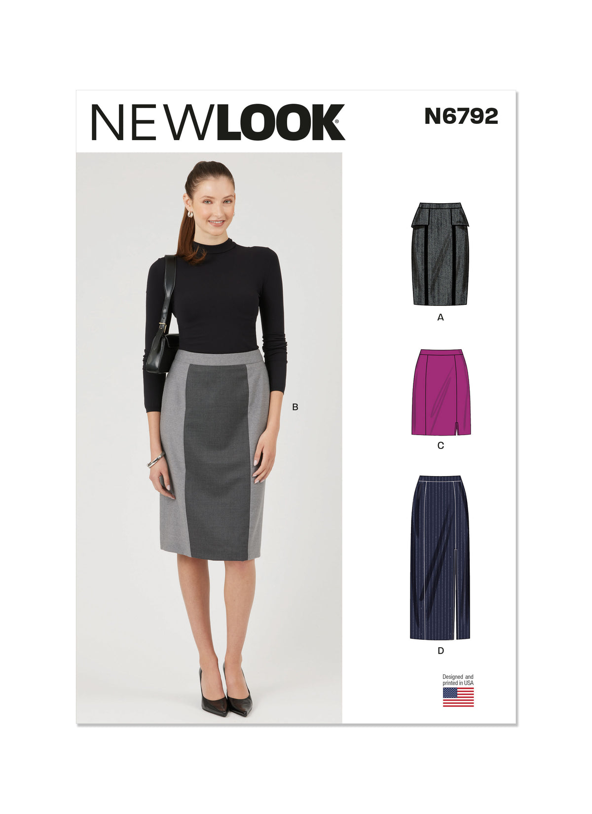 New Look sewing pattern N6792 envelope showing pencil skirts in three lengths