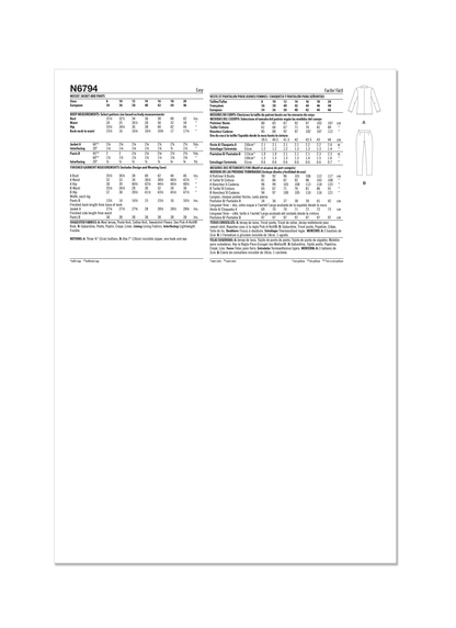 New Look sewing pattern N6794 envelope showing a fitted unlined jacket