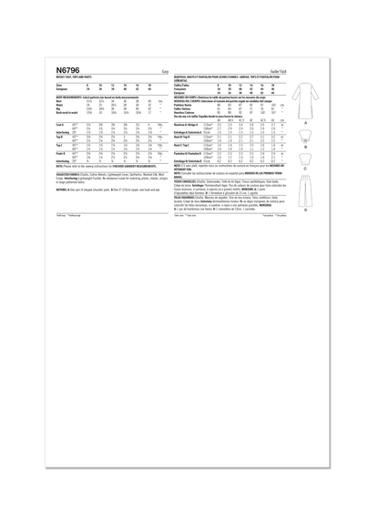New Look sewing pattern N6796 envelope showing a loose-fitting pull-on coat