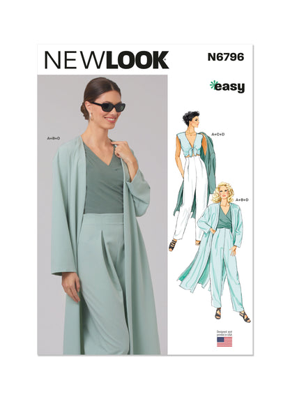 New Look sewing pattern N6796 envelope showing a loose-fitting pull-on coat