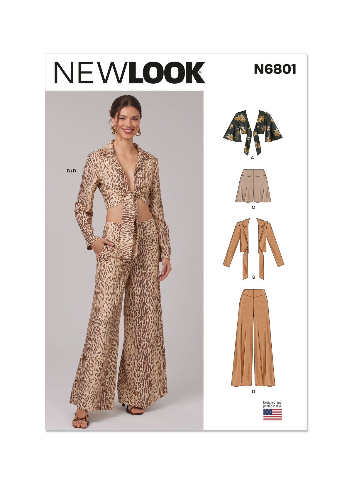 New Look N6801 sewing pattern envelope showing tie front tops