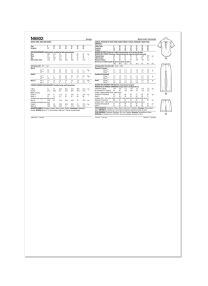 New Look N6802 sewing pattern envelope showing a relaxed shirt
