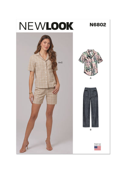 New Look N6802 sewing pattern envelope showing a relaxed shirt