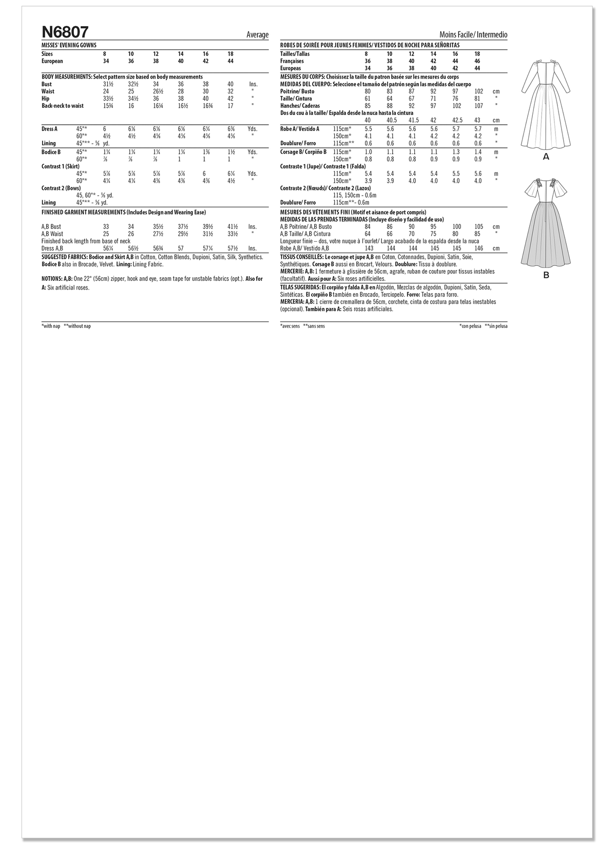 New Look N6807 sewing pattern envelope showing full length occasion dresses
