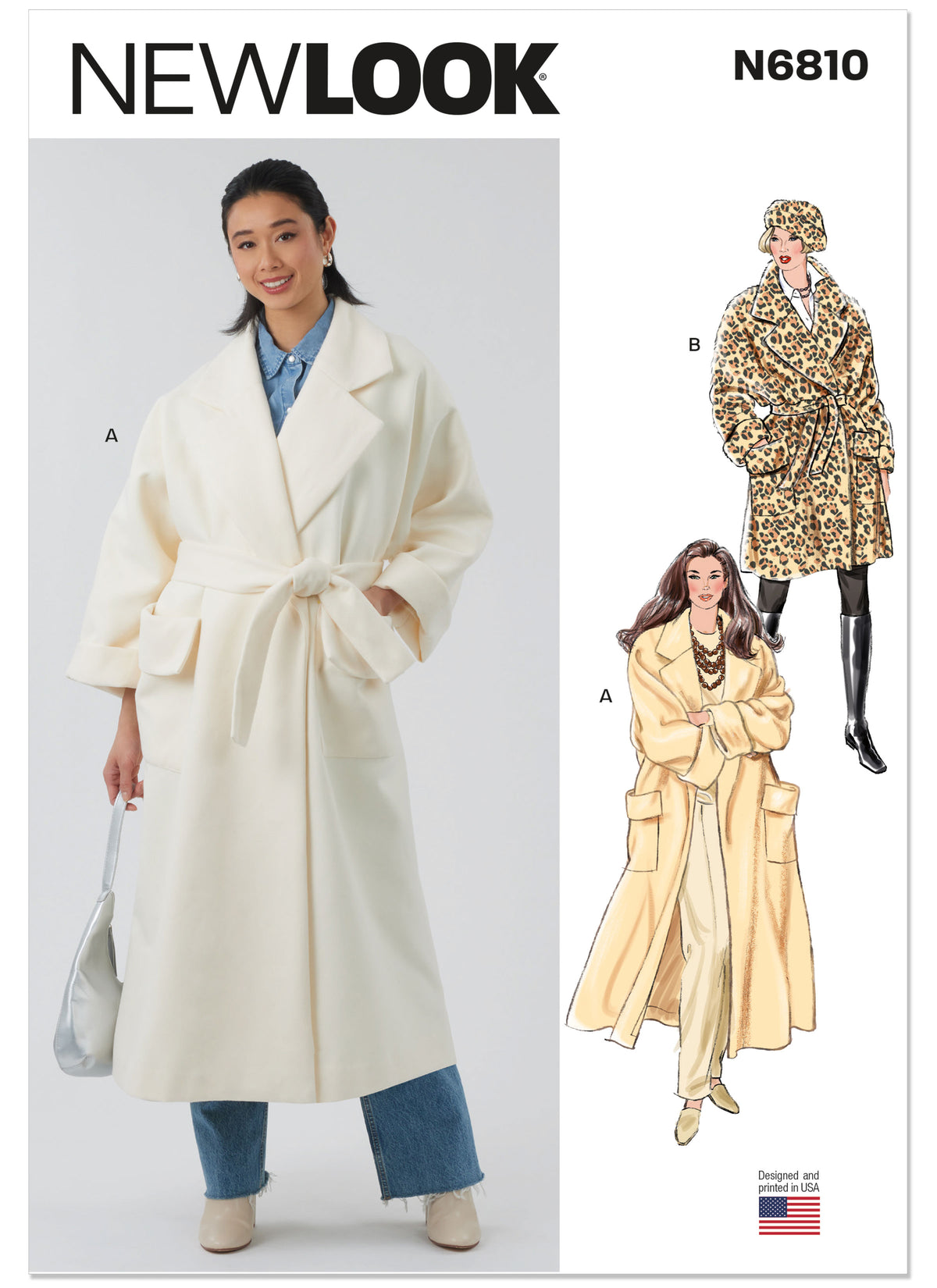 New Look N6810 sewing pattern envelope showing an oversized swing coat