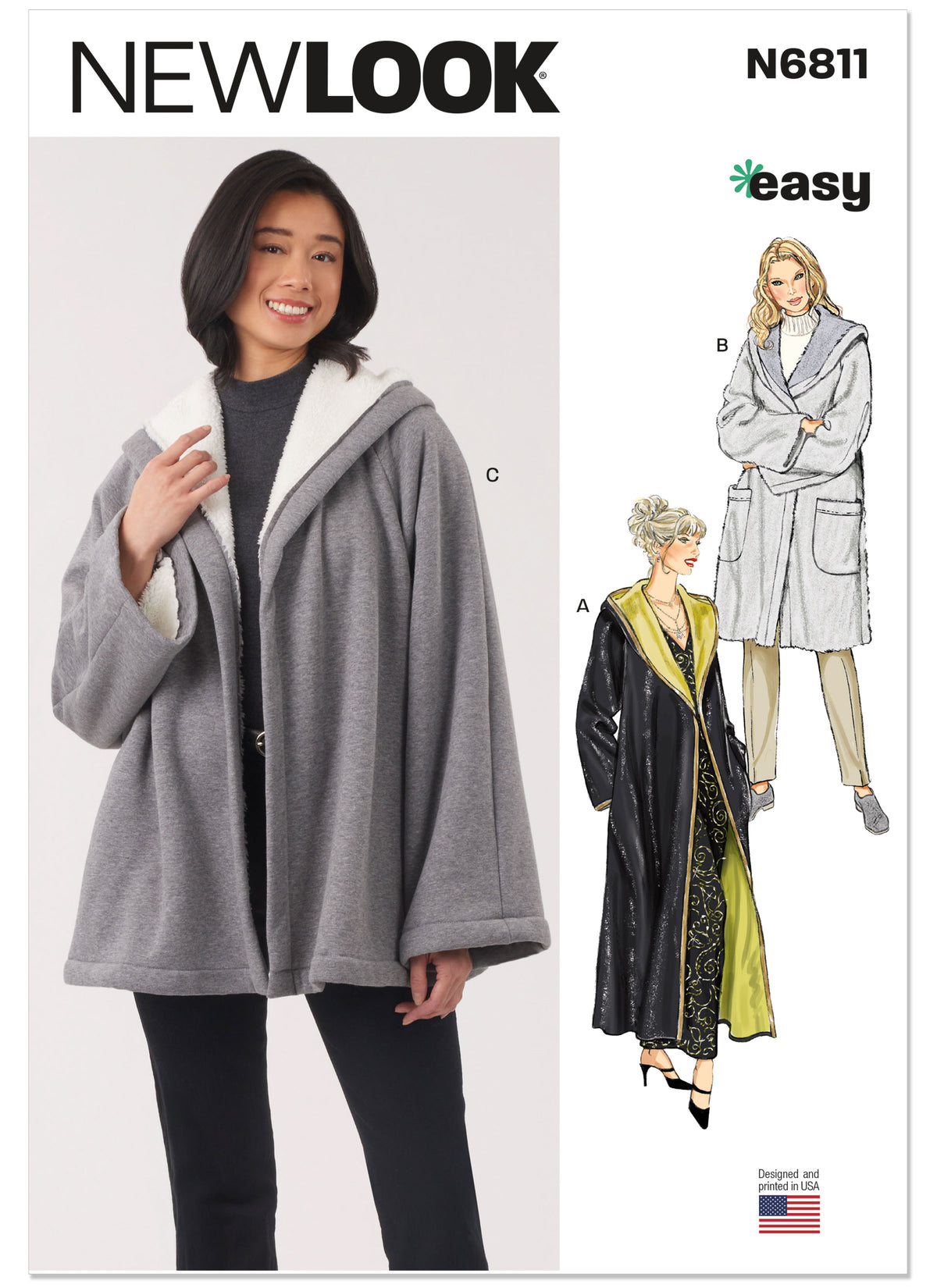 New Look N6811 sewing pattern envelope showing a hooded coat and jacket