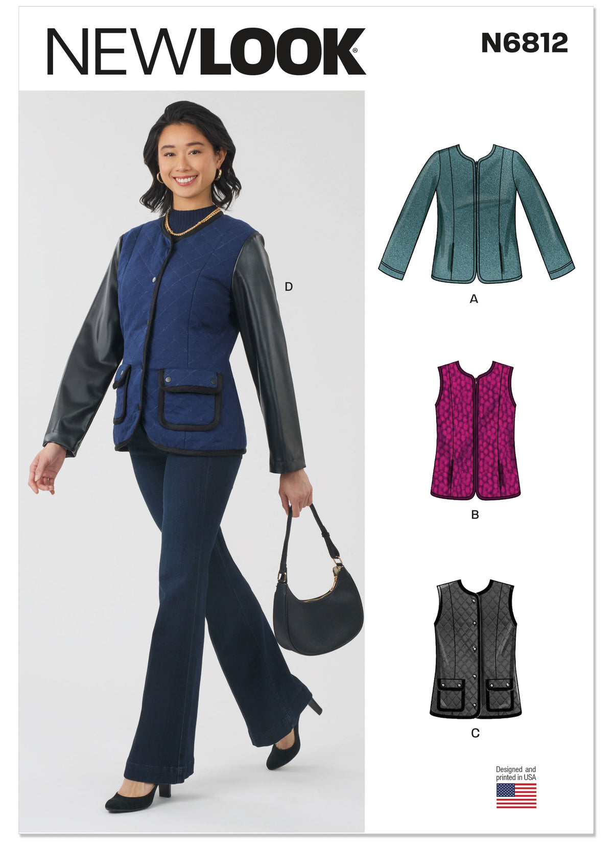 New Look N6812 sewing pattern envelope showing a jacket and vest