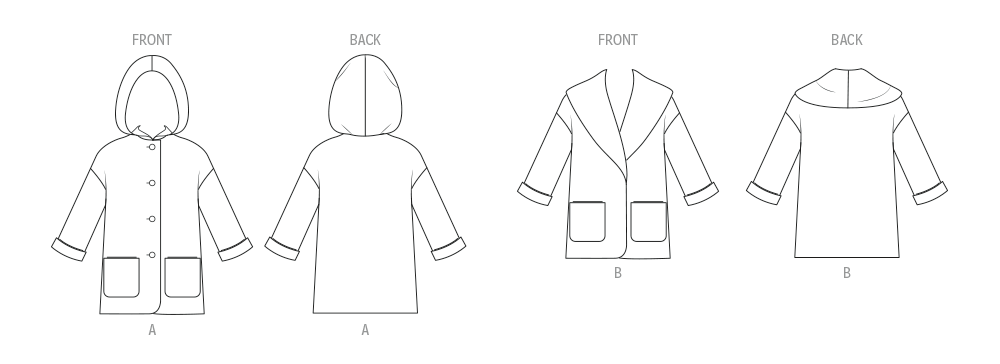 New Look N6819 sewing pattern envelope showing girls' lined coats
