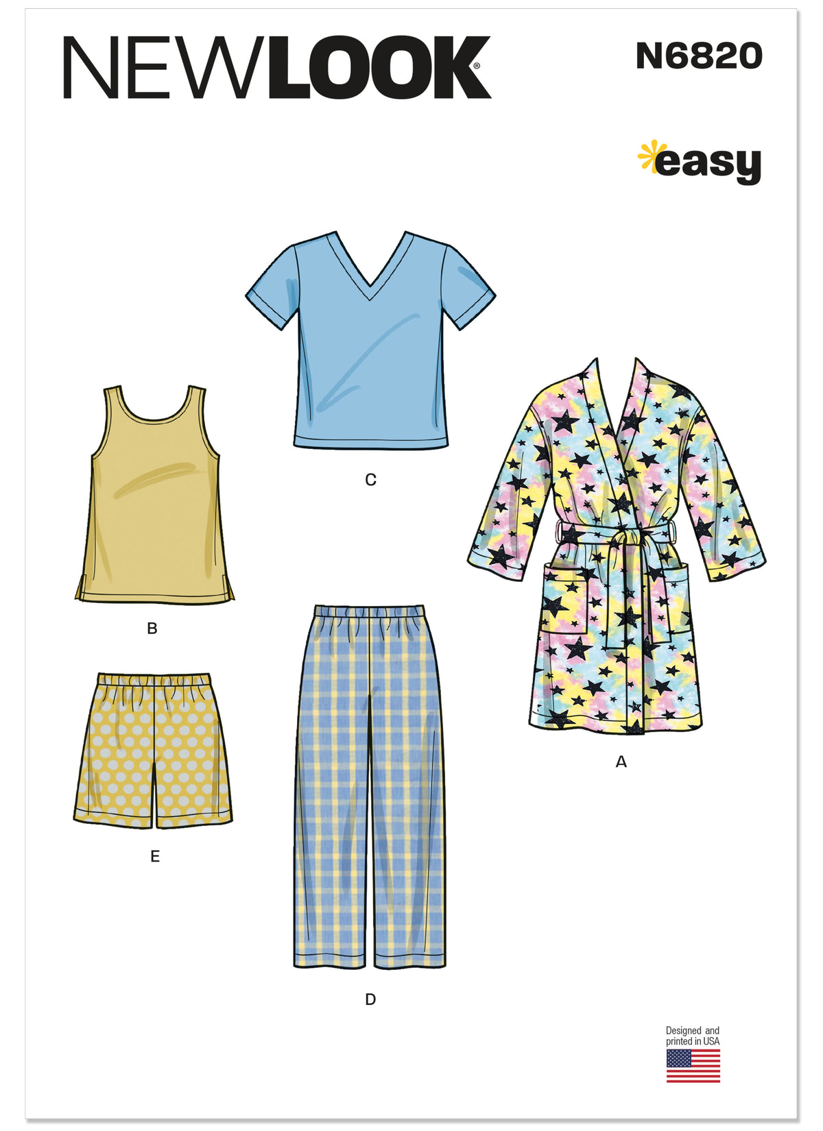 New Look N6820 sewing pattern envelope showing children's sleepwear