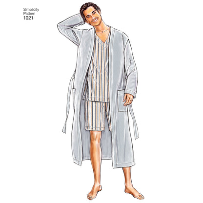 Simplicity S1021 sewing pattern envelope showing men's sleepwear and robe