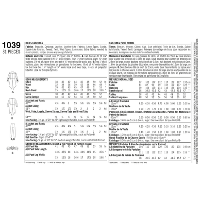 Simplicity S1039 sewing pattern envelope showing men's steampunk and skeleton tailcoat costumes