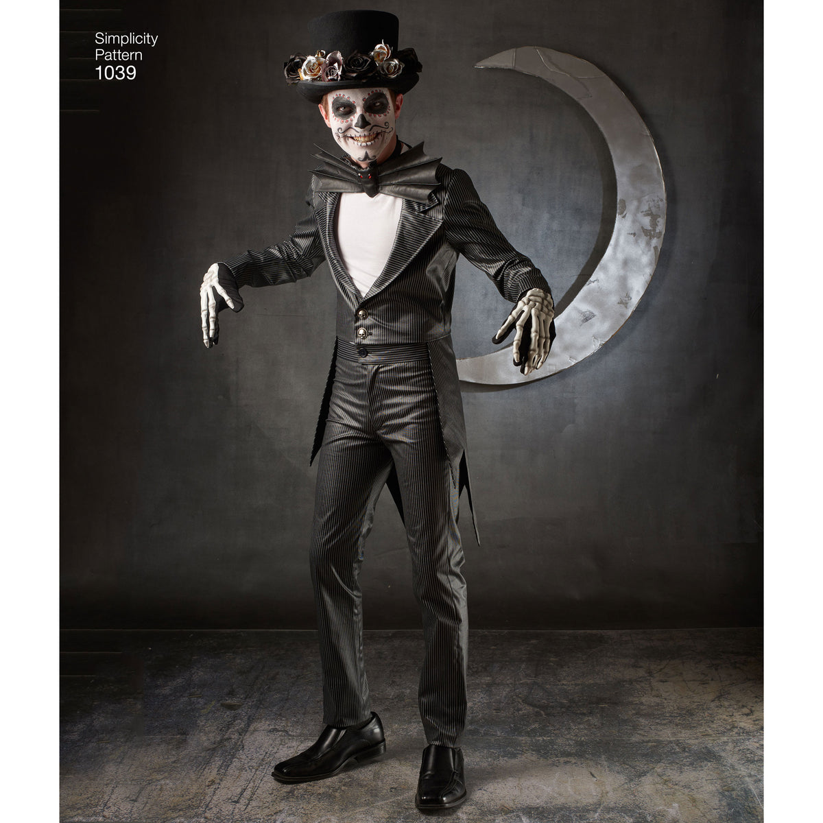Simplicity S1039 sewing pattern envelope showing men's steampunk and skeleton tailcoat costumes