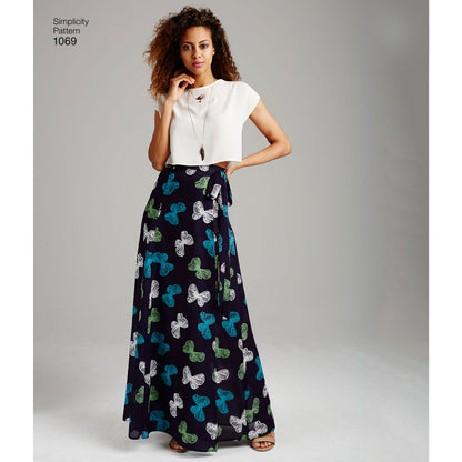 Simplicity S1069 sewing pattern envelope showing wide-leg trousers and shorts