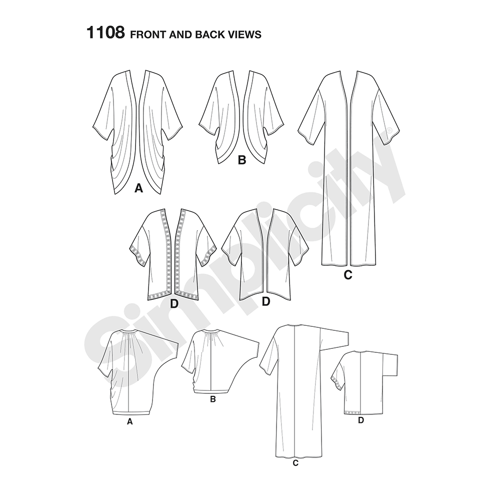 Simplicity S1108 sewing pattern envelope showing women's tops and vests