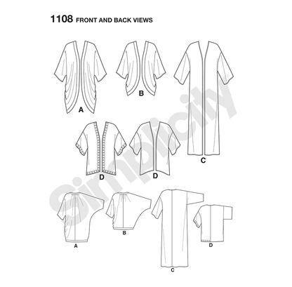 Simplicity S1108 sewing pattern envelope showing women's tops and vests