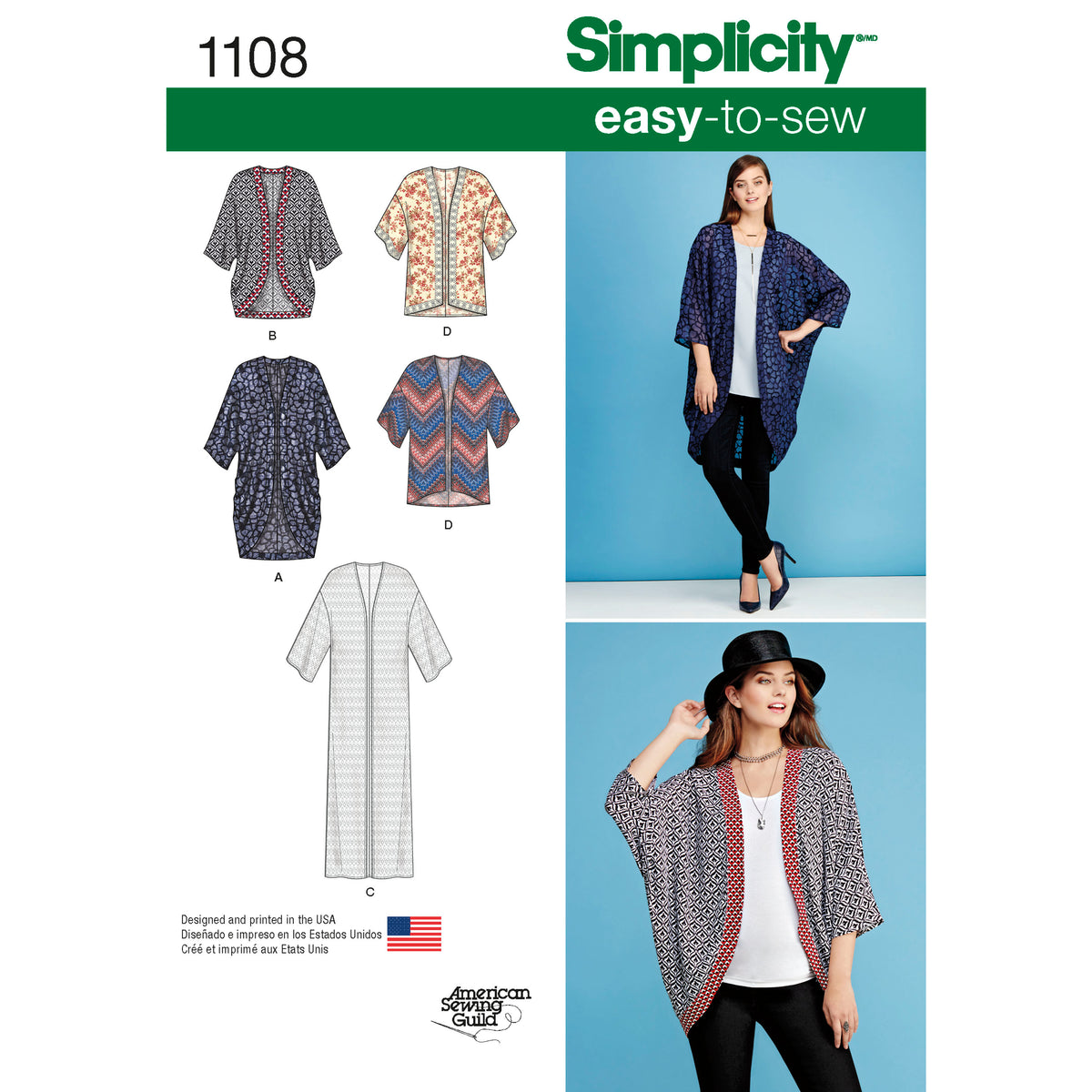 Simplicity S1108 sewing pattern envelope showing women's tops and vests