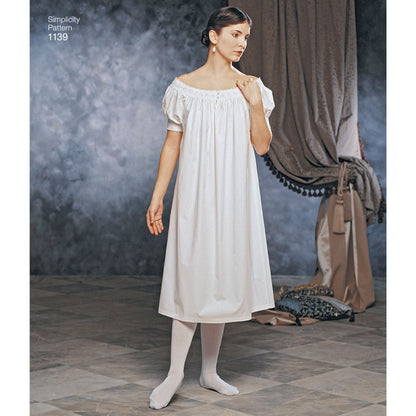 Simplicity S1139 sewing pattern envelope showing Victorian chemise, drawers and corset