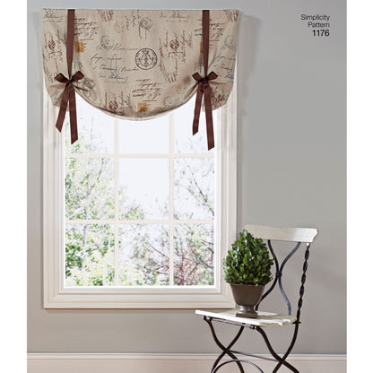 Simplicity S1176 sewing pattern envelope showing cafe and full-length curtains