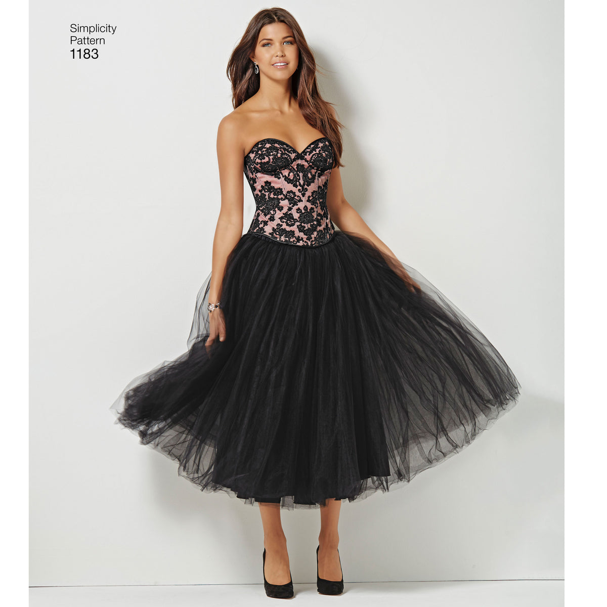 Simplicity S1183 sewing pattern envelope showing two lace-up corsets