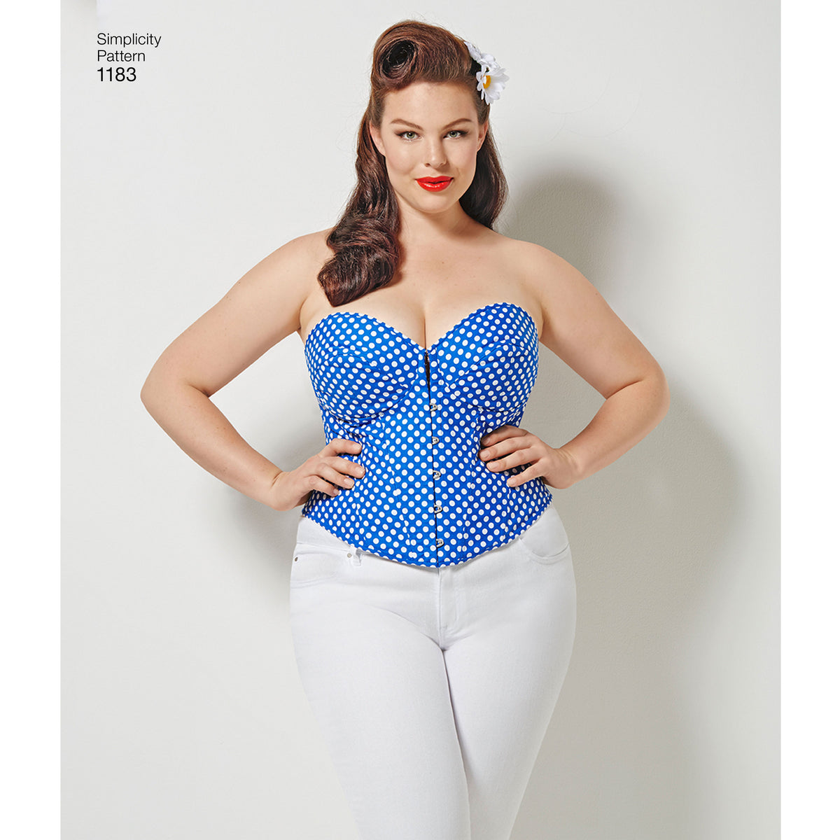 Simplicity S1183 sewing pattern envelope showing two lace-up corsets