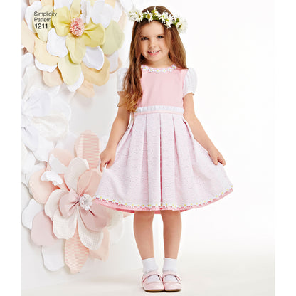 Simplicity S1211 sewing pattern envelope showing girls' dresses