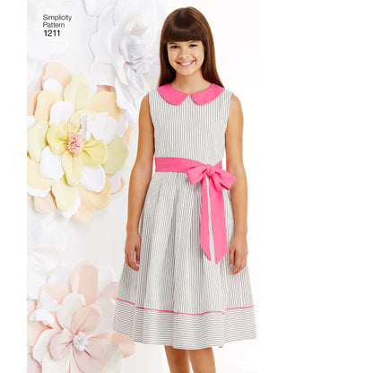 Simplicity S1211 sewing pattern envelope showing girls' dresses