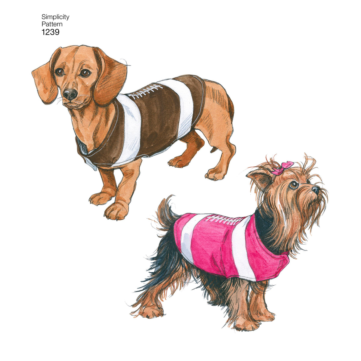 Simplicity 1239 pattern envelope showing dogs in handmade outfits