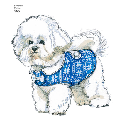 Simplicity 1239 pattern envelope showing dogs in handmade outfits
