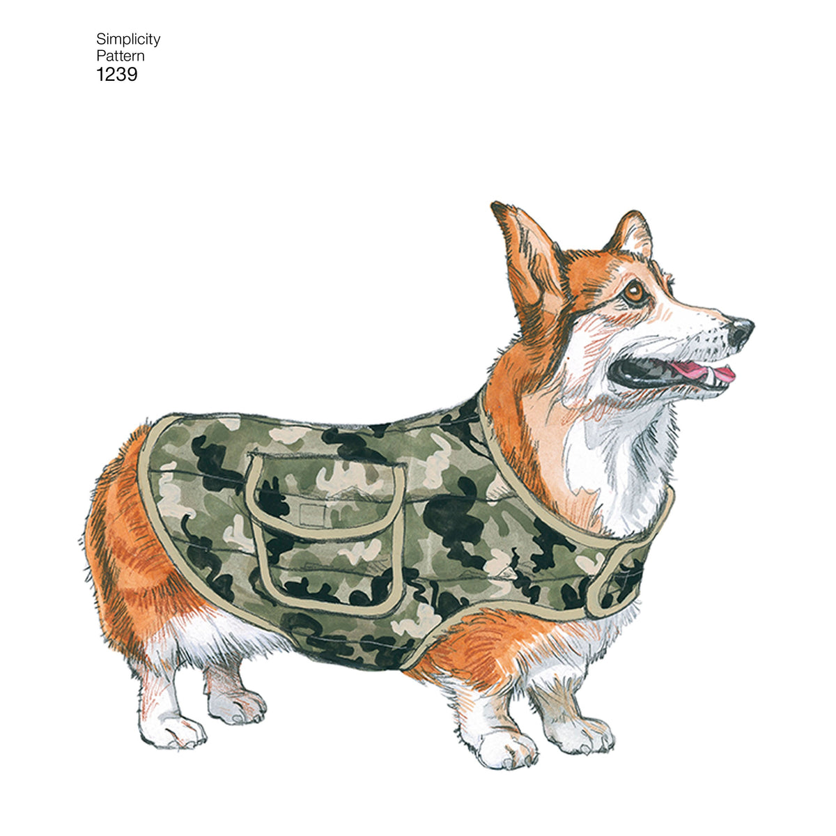 Simplicity 1239 pattern envelope showing dogs in handmade outfits