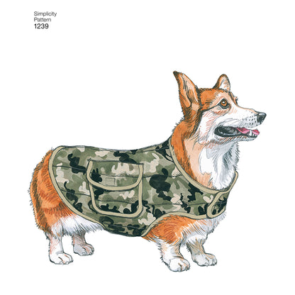 Simplicity 1239 pattern envelope showing dogs in handmade outfits