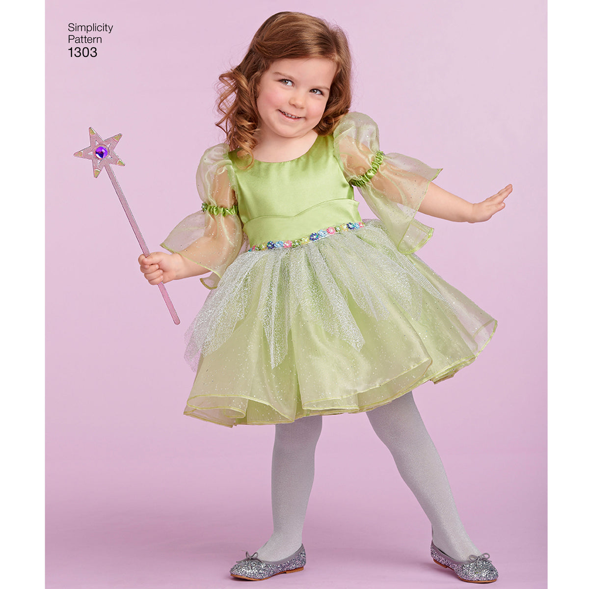Simplicity 1303 pattern envelope showing children in princess, fairy and witch costumes