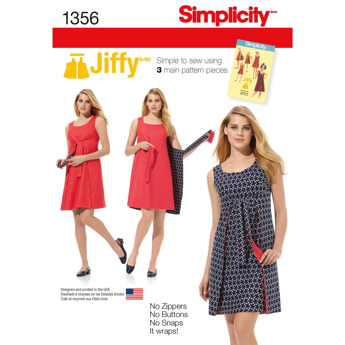 Simplicity 1356 pattern envelope showing women's dresses