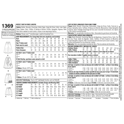 Simplicity 1369 pattern envelope showing skirts and trousers