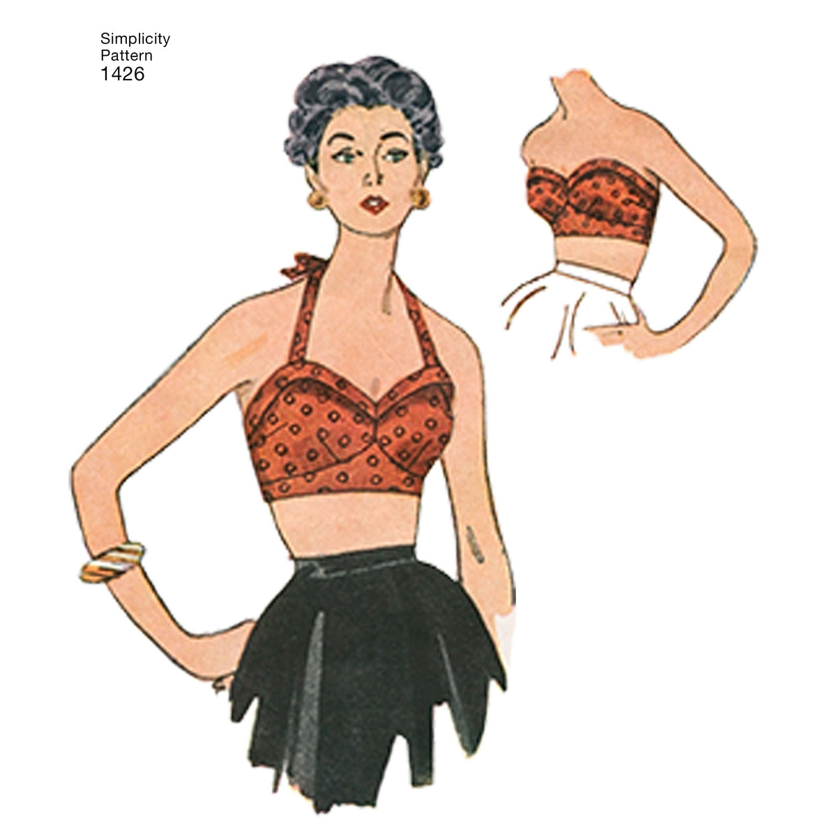 Simplicity 1426 pattern envelope showing vintage-style bra tops