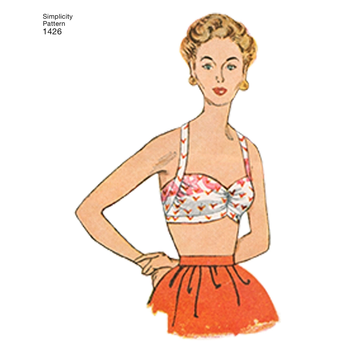 Simplicity 1426 pattern envelope showing vintage-style bra tops
