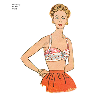 Simplicity 1426 pattern envelope showing vintage-style bra tops