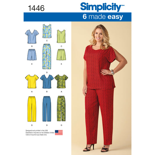 Simplicity 1446 pattern envelope showing plus size casual outfits