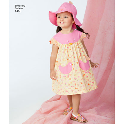 Simplicity 1450 pattern envelope showing toddler dresses and hats