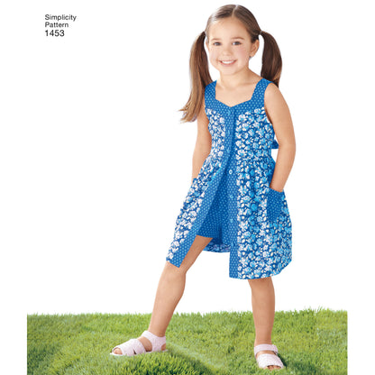 Simplicity 1453 pattern envelope showing children's casual summer clothes