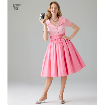 Simplicity 1459 pattern envelope showing 1950s-style dresses