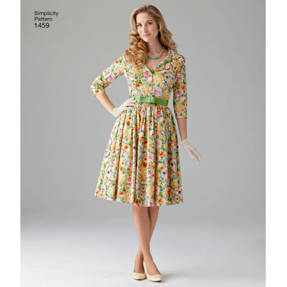 Simplicity 1459 pattern envelope showing 1950s-style dresses
