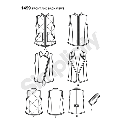 Simplicity 1499 pattern envelope showing women's jackets and coats