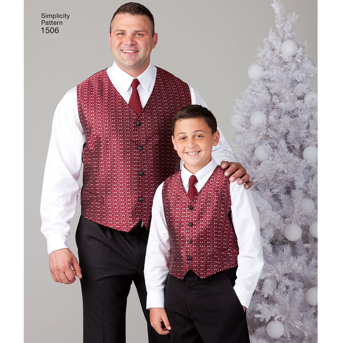 Simplicity 1506 pattern envelope showing men's and boys' waistcoats